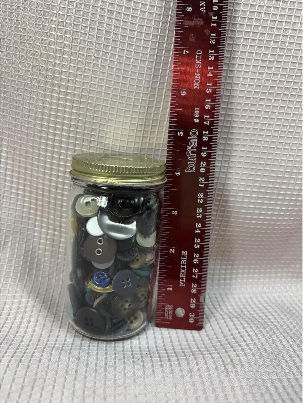 220 - Unmarked Mixed Lot Of Buttons In Jar